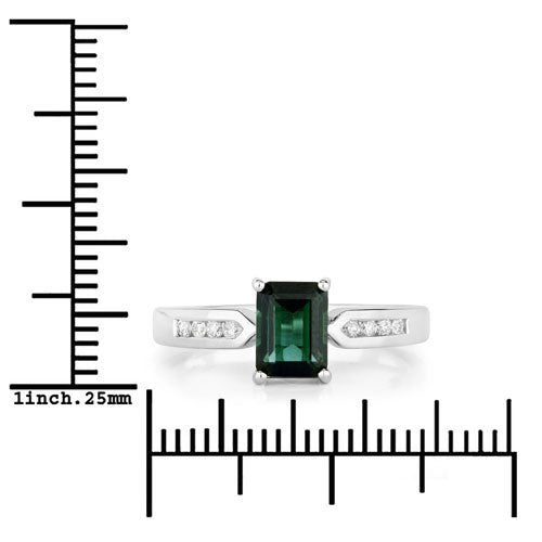 1.19 Carat Genuine Green Tourmaline and White Diamond 14K White Gold Ring by Bids.com