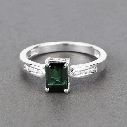 1.19 Carat Genuine Green Tourmaline and White Diamond 14K White Gold Ring by Bids.com
