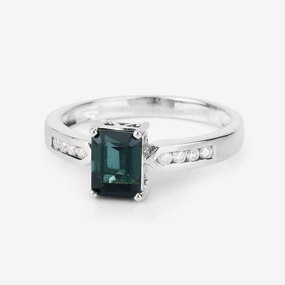 1.19 Carat Genuine Green Tourmaline and White Diamond 14K White Gold Ring by Bids.com
