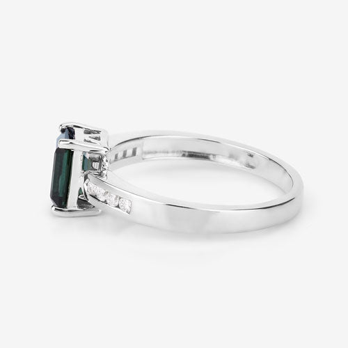 1.19 Carat Genuine Green Tourmaline and White Diamond 14K White Gold Ring by Bids.com