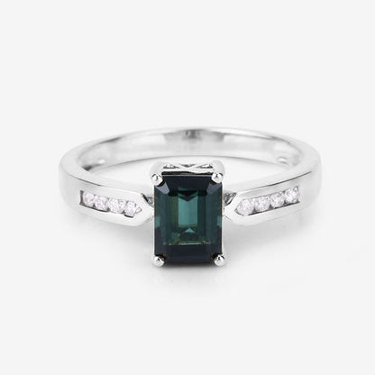 1.19 Carat Genuine Green Tourmaline and White Diamond 14K White Gold Ring by Bids.com