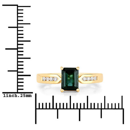 1.19 Carat Genuine Green Tourmaline and White Diamond 14K Yellow Gold Ring by Bids.com