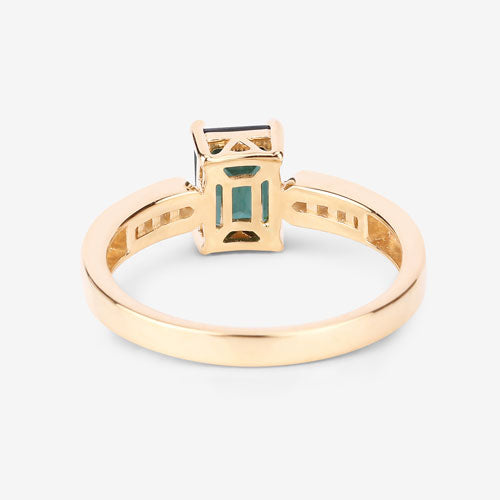 1.19 Carat Genuine Green Tourmaline and White Diamond 14K Yellow Gold Ring by Bids.com