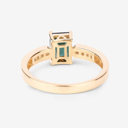 1.19 Carat Genuine Green Tourmaline and White Diamond 14K Yellow Gold Ring by Bids.com