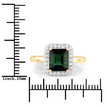 3.02 Carat Genuine Green Tourmaline and White Diamond 14K Yellow Gold Ring by Bids.com