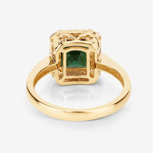 3.02 Carat Genuine Green Tourmaline and White Diamond 14K Yellow Gold Ring by Bids.com