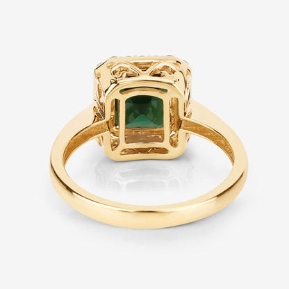 3.02 Carat Genuine Green Tourmaline and White Diamond 14K Yellow Gold Ring by Bids.com