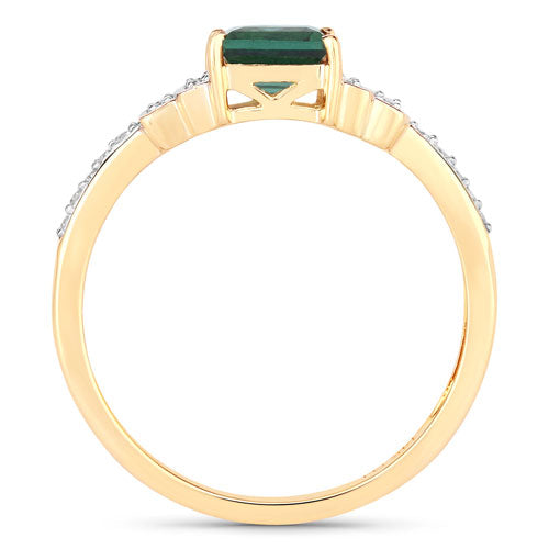 0.72 Carat Genuine Green Tourmaline and White Diamond 14K Yellow Gold Ring by Bids.com