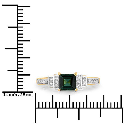 0.72 Carat Genuine Green Tourmaline and White Diamond 14K Yellow Gold Ring by Bids.com