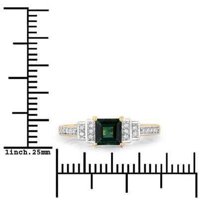 0.72 Carat Genuine Green Tourmaline and White Diamond 14K Yellow Gold Ring by Bids.com