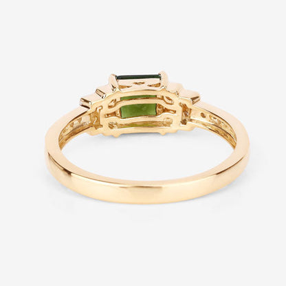 0.72 Carat Genuine Green Tourmaline and White Diamond 14K Yellow Gold Ring by Bids.com