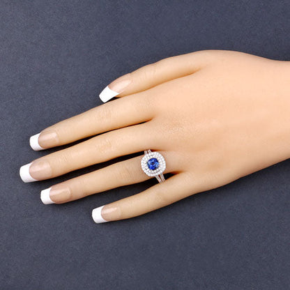 1.96 Carat Genuine Blue Sapphire and White Diamond 18K White Gold Ring by Bids.com