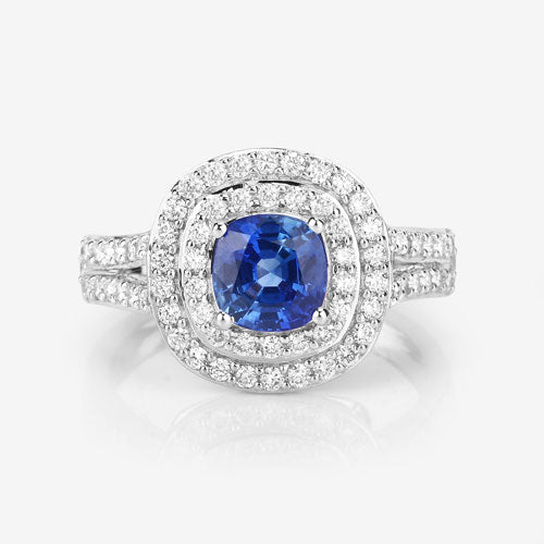 1.96 Carat Genuine Blue Sapphire and White Diamond 18K White Gold Ring by Bids.com