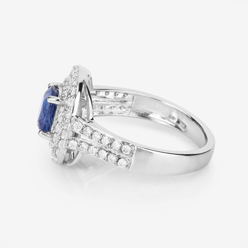 1.96 Carat Genuine Blue Sapphire and White Diamond 18K White Gold Ring by Bids.com