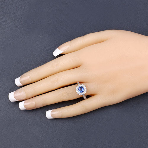 1.31 Carat Genuine Blue Sapphire and White Diamond 18K Yellow Gold Ring by Bids.com