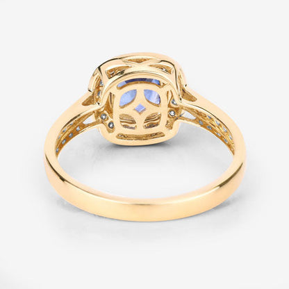 1.31 Carat Genuine Blue Sapphire and White Diamond 18K Yellow Gold Ring by Bids.com