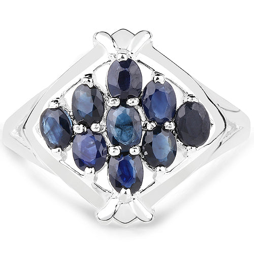1.80 Carat Genuine Blue Sapphire .925 Sterling Silver Ring by Bids.com