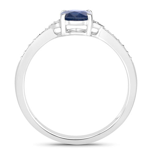 1.05 Carat Genuine Blue Sapphire and White Diamond 10K White Gold Ring by Bids.com