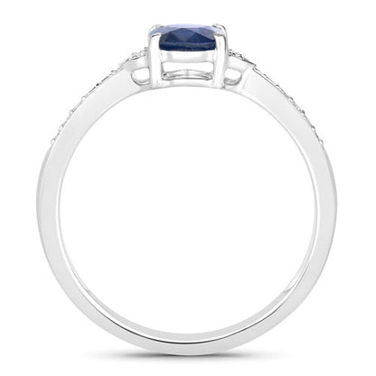 1.05 Carat Genuine Blue Sapphire and White Diamond 10K White Gold Ring by Bids.com