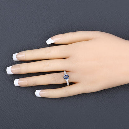 1.05 Carat Genuine Blue Sapphire and White Diamond 10K Yellow Gold Ring by Bids.com