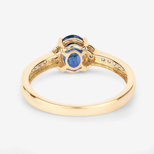 1.05 Carat Genuine Blue Sapphire and White Diamond 10K Yellow Gold Ring by Bids.com