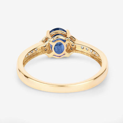 1.05 Carat Genuine Blue Sapphire and White Diamond 10K Yellow Gold Ring by Bids.com