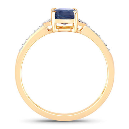 1.05 Carat Genuine Blue Sapphire and White Diamond 10K Yellow Gold Ring by Bids.com