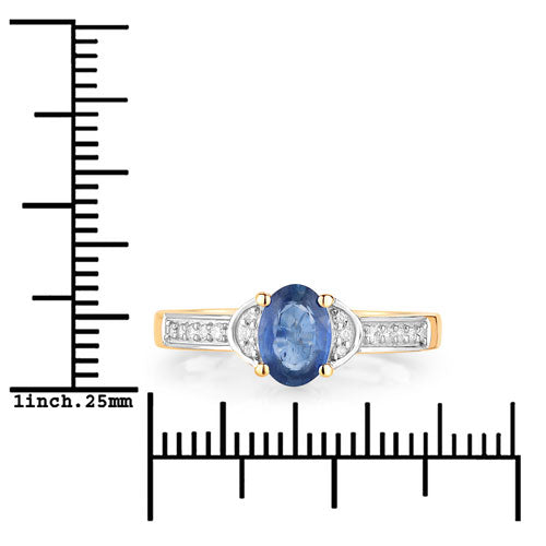 1.05 Carat Genuine Blue Sapphire and White Diamond 10K Yellow Gold Ring by Bids.com