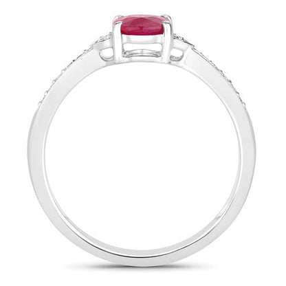 0.95 Carat Genuine Ruby and White Diamond 10K White Gold Ring by Bids.com