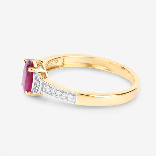 0.95 Carat Genuine Ruby and White Diamond 10K Yellow Gold Ring by Bids.com