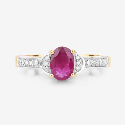 0.95 Carat Genuine Ruby and White Diamond 10K Yellow Gold Ring by Bids.com