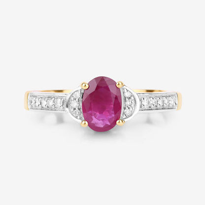 0.95 Carat Genuine Ruby and White Diamond 10K Yellow Gold Ring by Bids.com