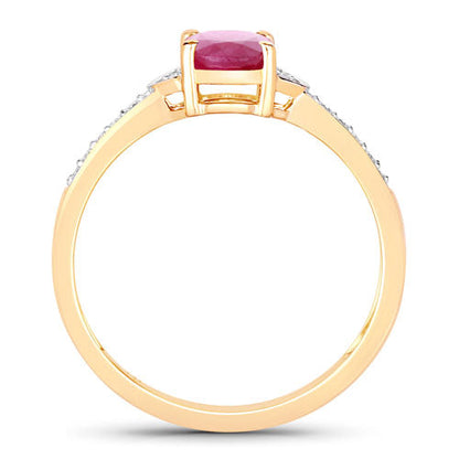 0.95 Carat Genuine Ruby and White Diamond 10K Yellow Gold Ring by Bids.com