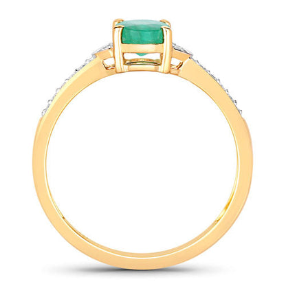 0.82 Carat Genuine Zambian Emerald and White Diamond 14K Yellow Gold Ring by Bids.com