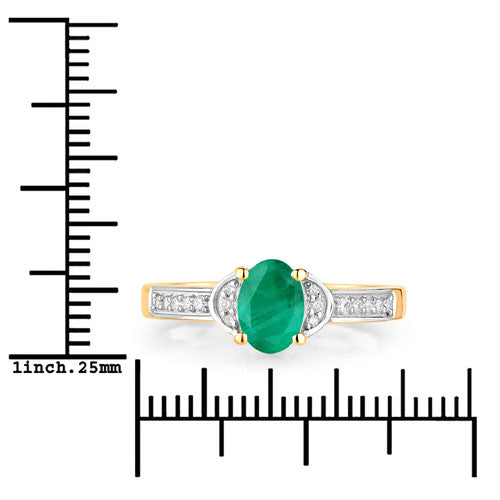 0.82 Carat Genuine Zambian Emerald and White Diamond 14K Yellow Gold Ring by Bids.com