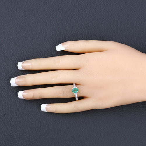 0.82 Carat Genuine Zambian Emerald and White Diamond 14K Yellow Gold Ring by Bids.com