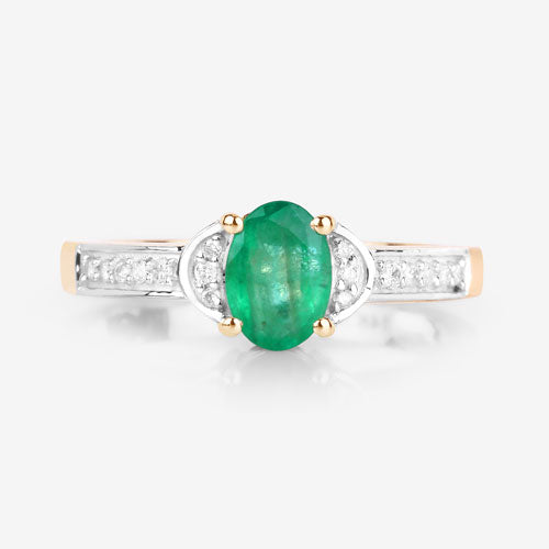 0.82 Carat Genuine Zambian Emerald and White Diamond 14K Yellow Gold Ring by Bids.com