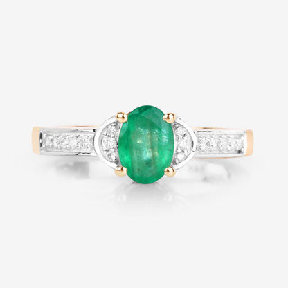 0.82 Carat Genuine Zambian Emerald and White Diamond 14K Yellow Gold Ring by Bids.com