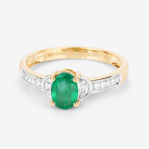 0.82 Carat Genuine Zambian Emerald and White Diamond 14K Yellow Gold Ring by Bids.com