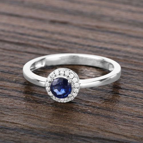 0.52 Carat Genuine Blue Sapphire and White Diamond 14K White Gold Ring by Bids.com