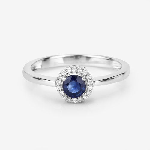 0.52 Carat Genuine Blue Sapphire and White Diamond 14K White Gold Ring by Bids.com