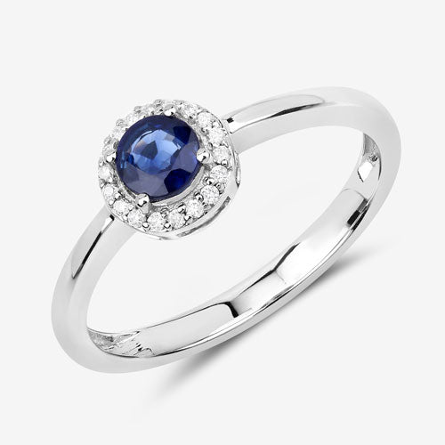 0.52 Carat Genuine Blue Sapphire and White Diamond 14K White Gold Ring by Bids.com