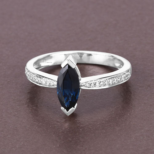 1.44 Carat Genuine Blue Sapphire and White Diamond 14K White Gold Ring by Bids.com