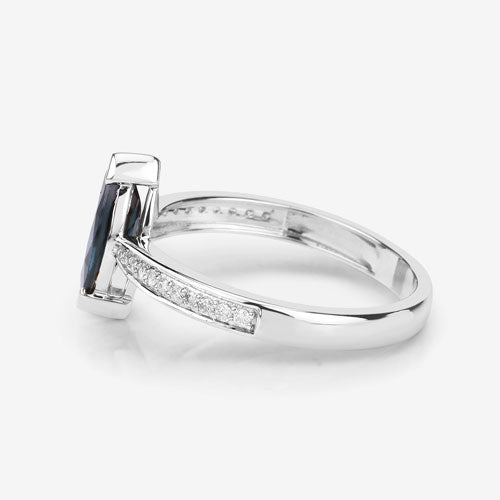 1.44 Carat Genuine Blue Sapphire and White Diamond 14K White Gold Ring by Bids.com