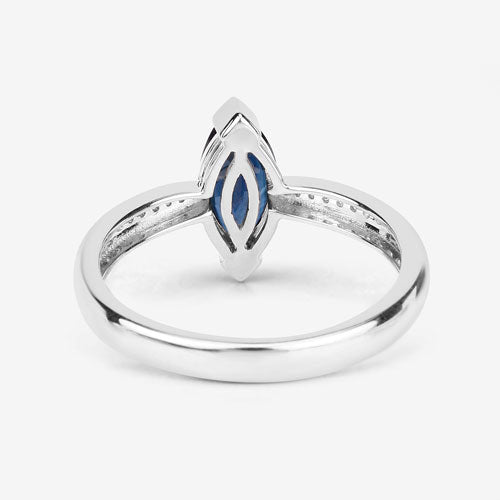 1.44 Carat Genuine Blue Sapphire and White Diamond 14K White Gold Ring by Bids.com