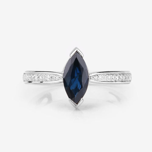 1.44 Carat Genuine Blue Sapphire and White Diamond 14K White Gold Ring by Bids.com