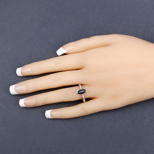 1.44 Carat Genuine Blue Sapphire and White Diamond 14K White Gold Ring by Bids.com