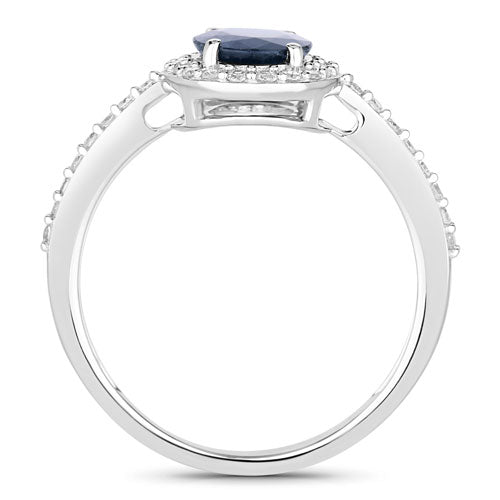 1.82 Carat Genuine Blue Sapphire and White Diamond 14K White Gold Ring by Bids.com