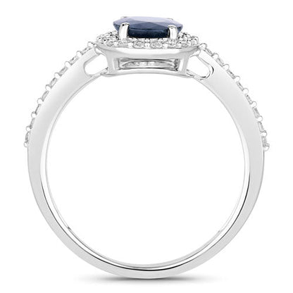 1.82 Carat Genuine Blue Sapphire and White Diamond 14K White Gold Ring by Bids.com
