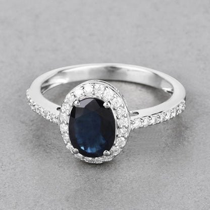 1.82 Carat Genuine Blue Sapphire and White Diamond 14K White Gold Ring by Bids.com